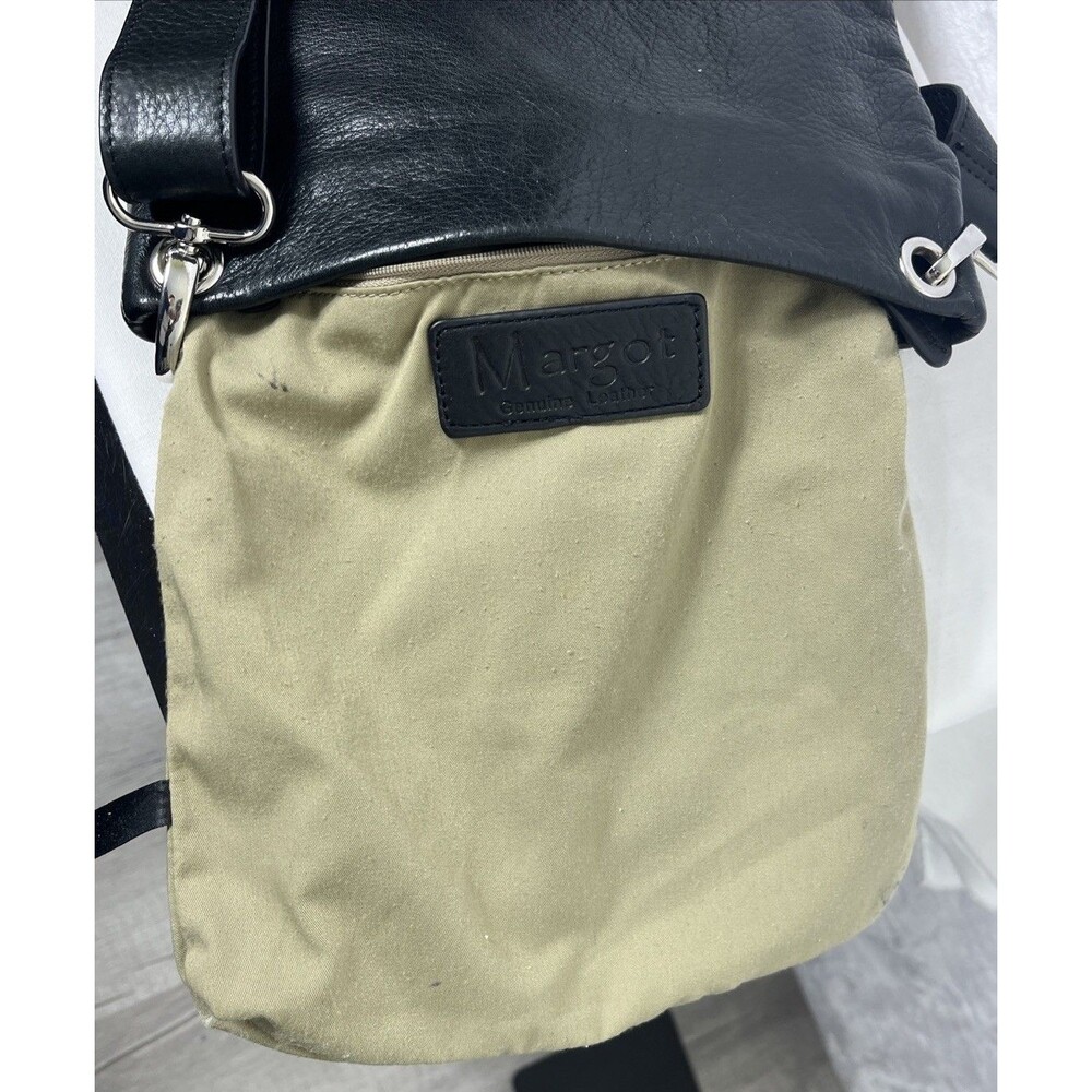 Margot Genuine Leather Crossbody Purse Zippered Pockets Black - Picture 9 of 11